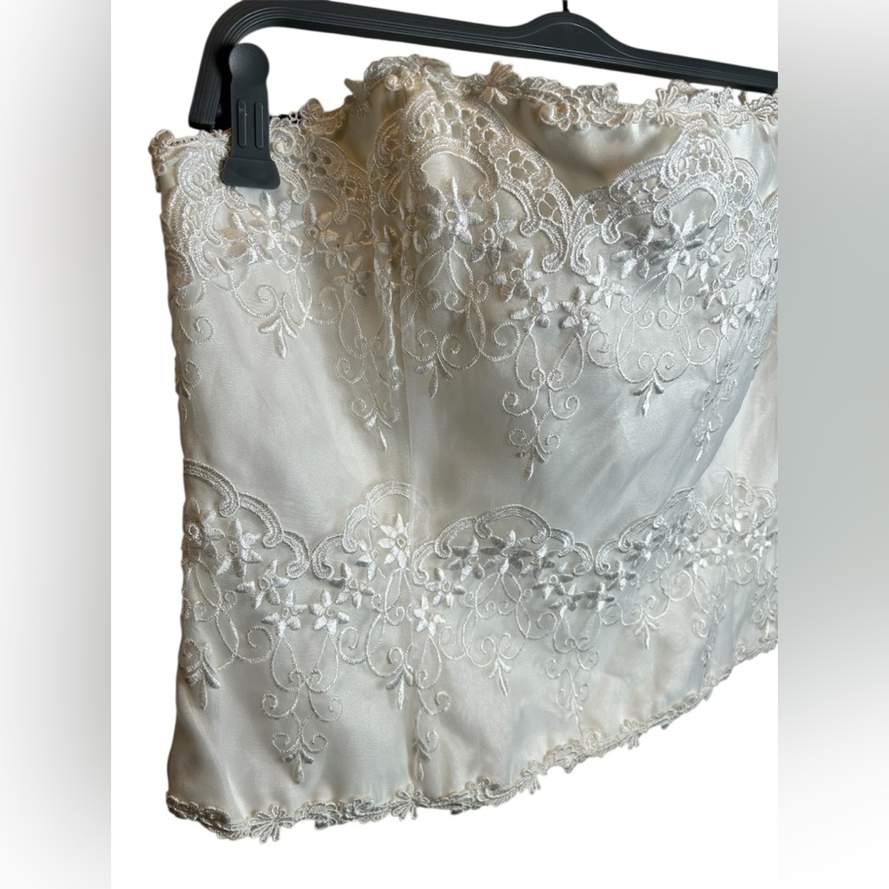 NWT Vintage Y2K Scott McClintock White Bridal Embroidered Chiffon Bustier 16 - Picture 4 of 8